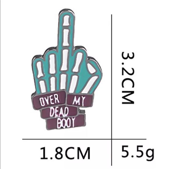 🆕 ENAMEL PIN Over My Dead Body Middle Finger - Picture 2 of 4